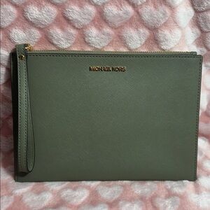 Michael Kors Olive Green Slim Wristlet